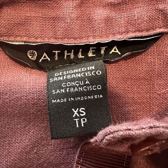 Athleta Top XS 100% Linen Playa Shirt Button Down Rose - Picture 3 of 5